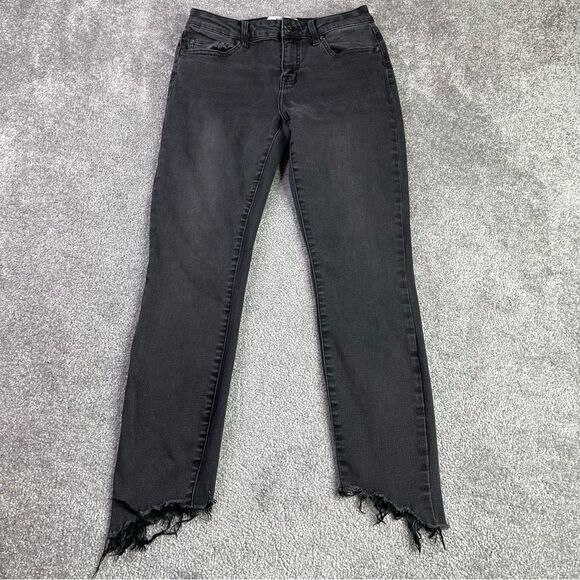 Pistola Jeans Women’s 26* Black Wash Skinny Leg Low Rise Frayed Hem Stretch - Picture 1 of 16